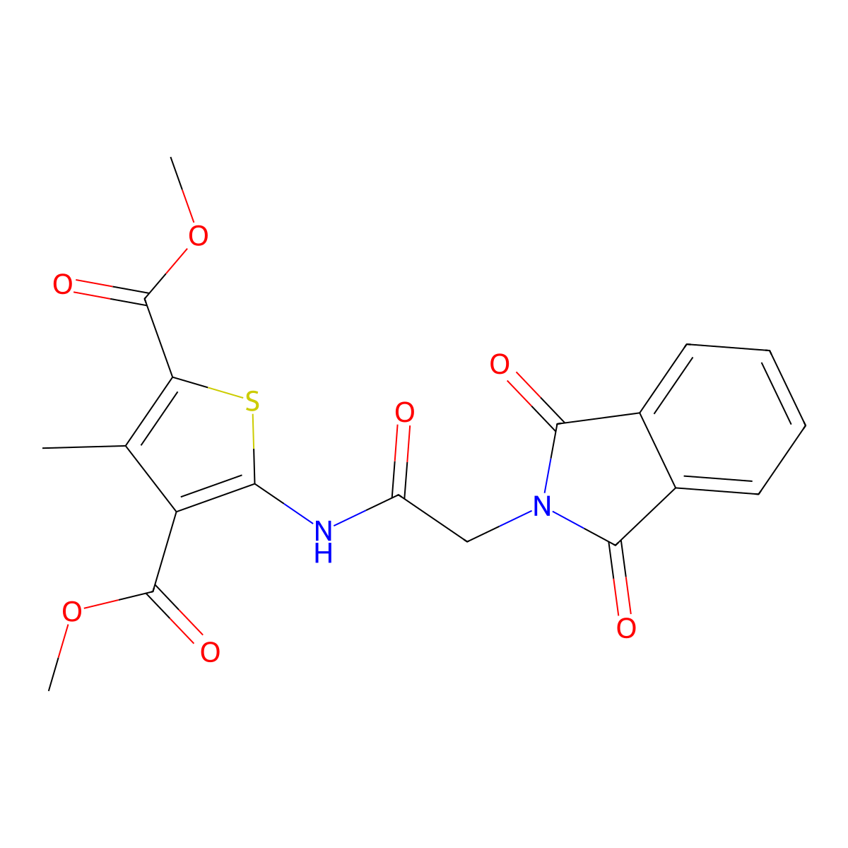 dimethyl 5-{[(1,3-dioxo-1,3-dihydro-2H-isoindol-2-yl)acetyl]amino}-3-methylthiophene-2,4-dicarboxylate molecular structure, CAS 780806-03-3