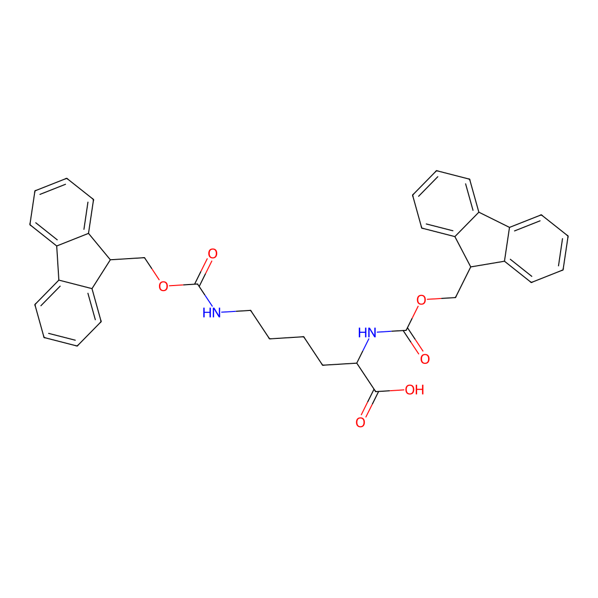 (2S)-2,6-bis({[(9H-fluoren-9-yl)methoxy]carbonyl}amino)hexanoic acid molecular structure, CAS 78081-87-5