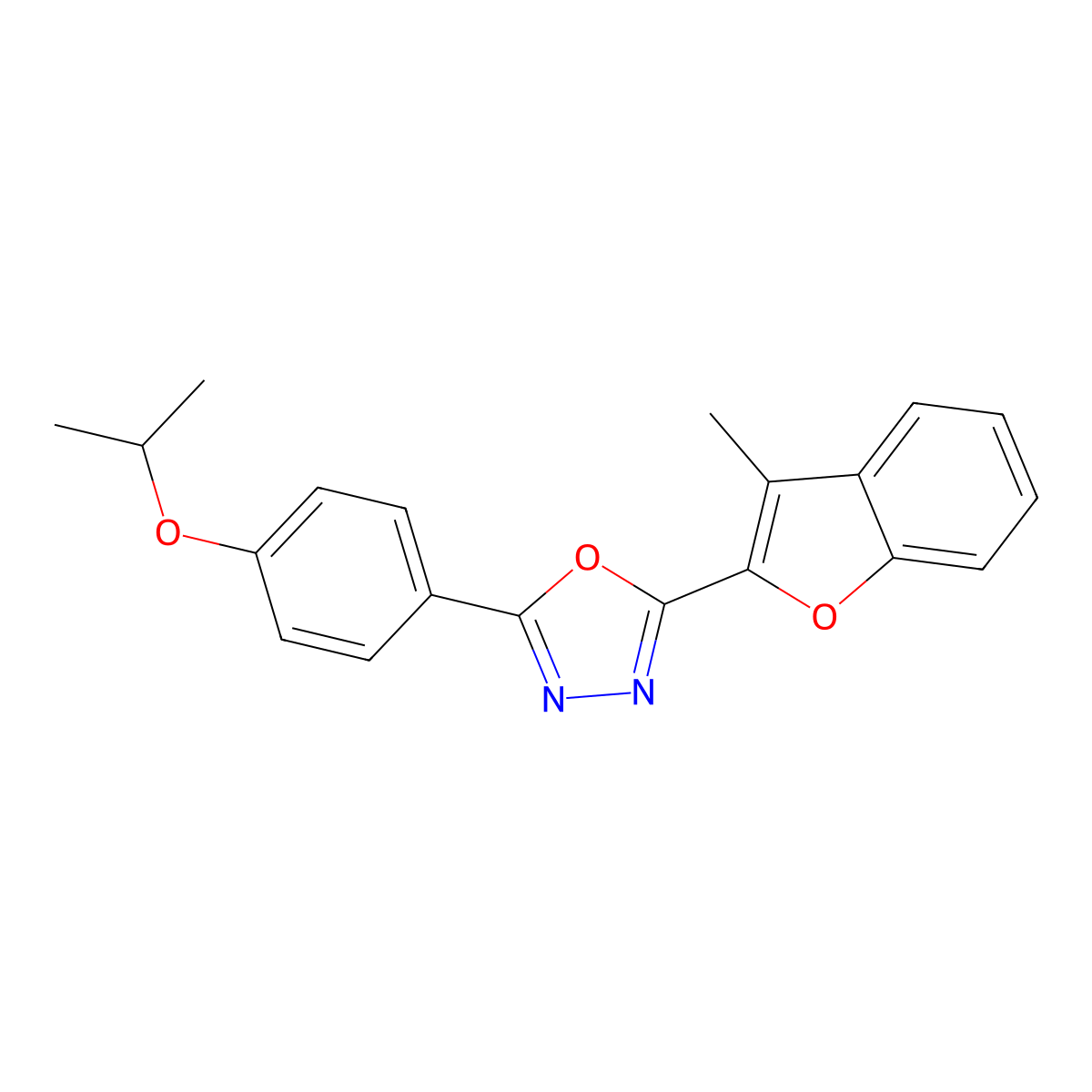 2-(3-Methyl-1-benzofuran-2-yl)-5-[4-(propan-2-yloxy)phenyl]-1,3,4-oxadiazole molecular structure, CAS 780815-53-4