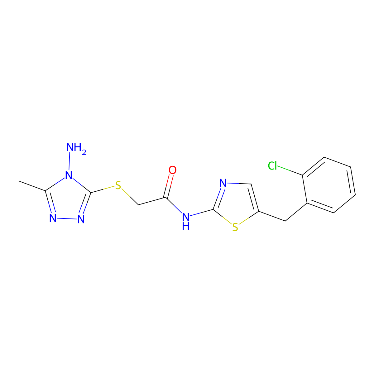 2-((4-amino-5-methyl-4H-1,2,4-triazol-3-yl)thio)-N-(5-(2-chlorobenzyl)thiazol-2-yl)acetamide molecular structure, CAS 780818-69-1