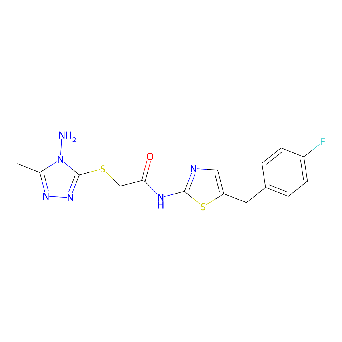 2-[(4-amino-5-methyl-4H-1,2,4-triazol-3-yl)thio]-N-[5-(4-fluorobenzyl)-1,3-thiazol-2-yl]acetamide molecular structure, CAS 780818-72-6