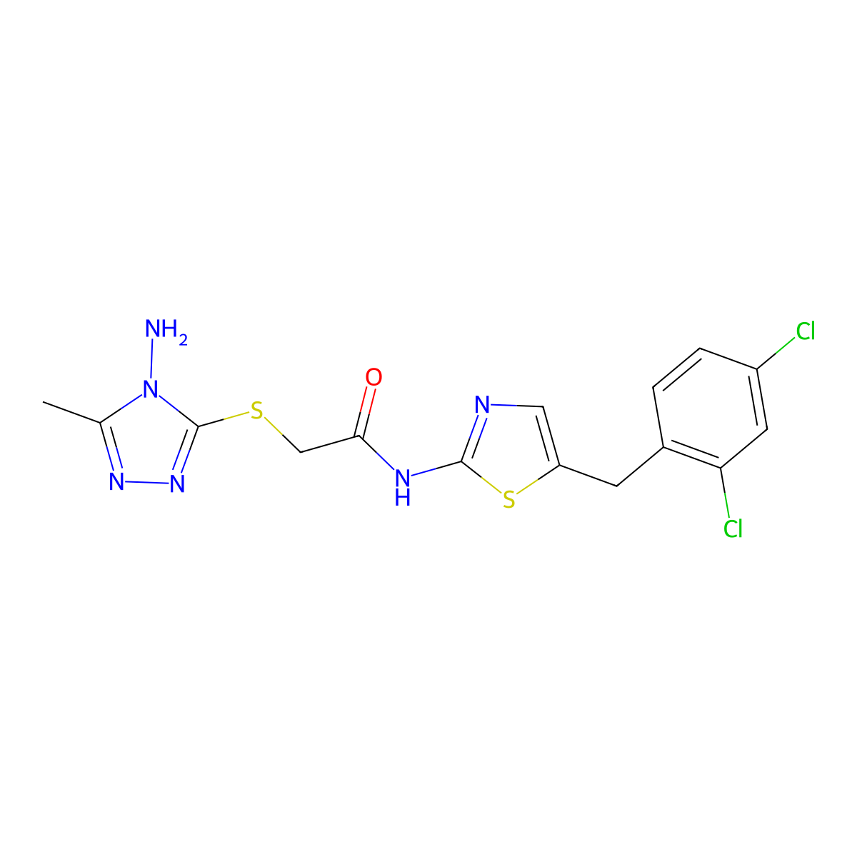 2-((4-amino-5-methyl-4H-1,2,4-triazol-3-yl)thio)-N-(5-(2,4-dichlorobenzyl)thiazol-2-yl)acetamide molecular structure, CAS 780818-74-8