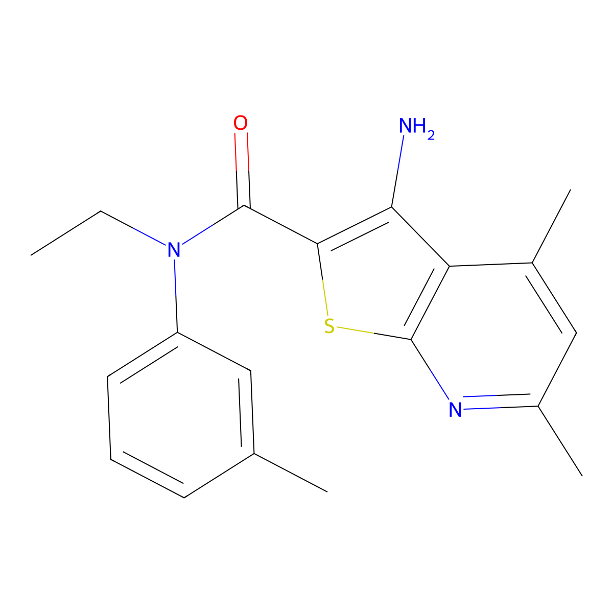 3-amino-N-ethyl-4,6-dimethyl-N-(3-methylphenyl)thieno[2,3-b]pyridine-2-carboxamide molecular structure, CAS 780819-02-5
