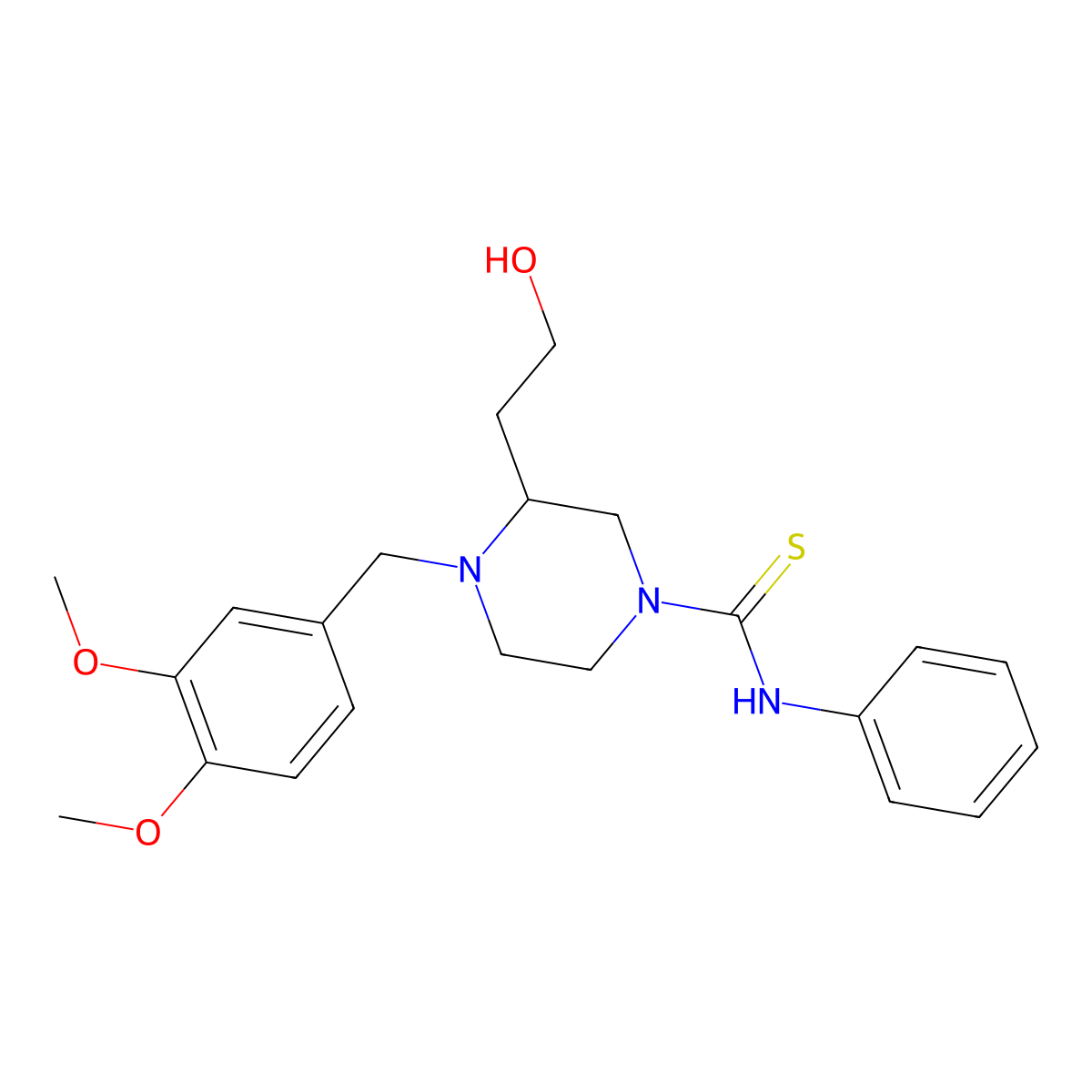 4-(3,4-dimethoxybenzyl)-3-(2-hydroxyethyl)-N-phenyl-1-piperazinecarbothioamide molecular structure, CAS 780821-34-3