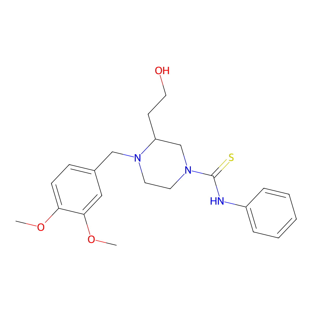 4-(3,4-dimethoxybenzyl)-3-(2-hydroxyethyl)-N-phenyl-1-piperazinecarbothioamide molecular structure, CAS 780821-34-3