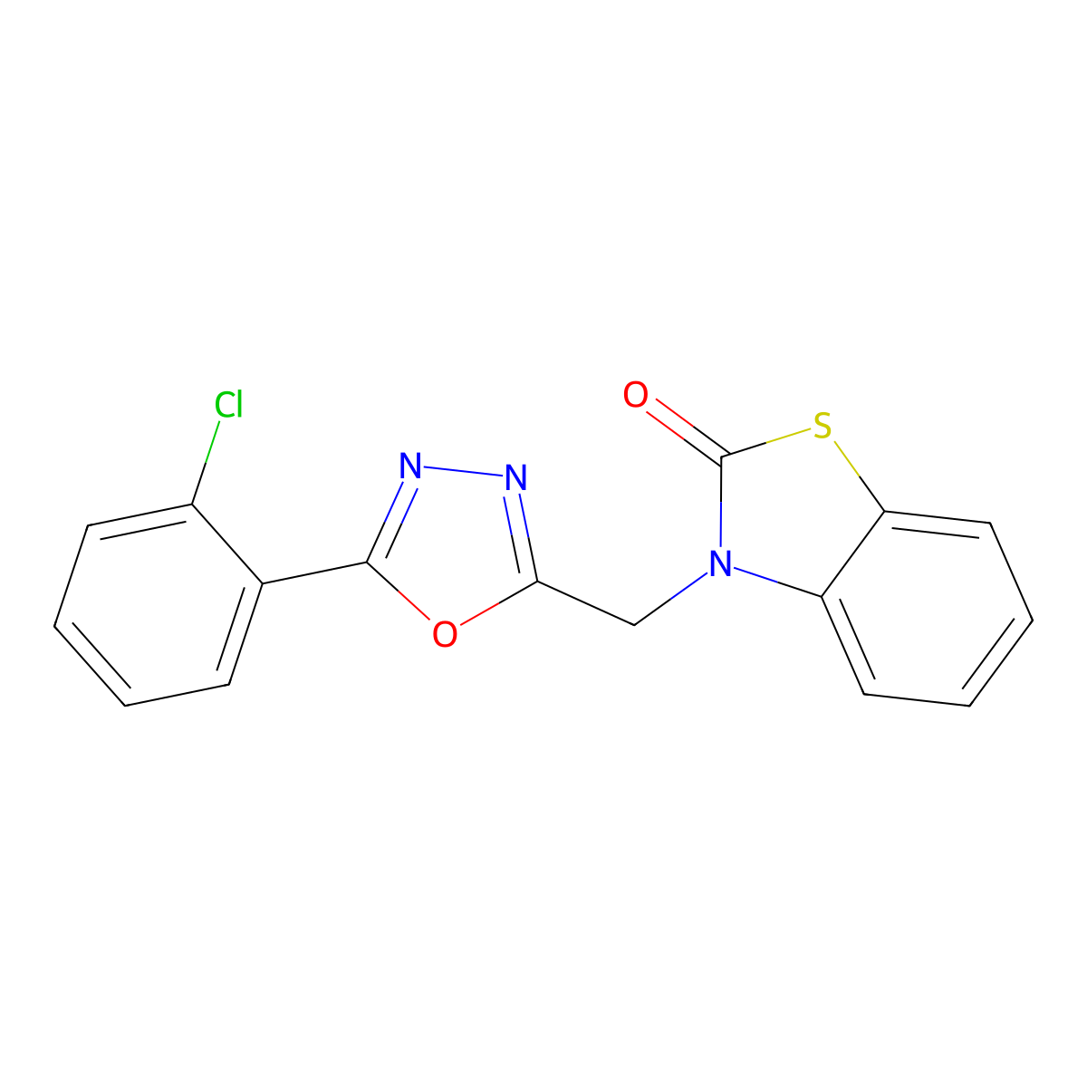 3-{[5-(2-chlorophenyl)-1,3,4-oxadiazol-2-yl]methyl}-1,3-benzothiazol-2(3H)-one molecular structure, CAS 780821-81-0