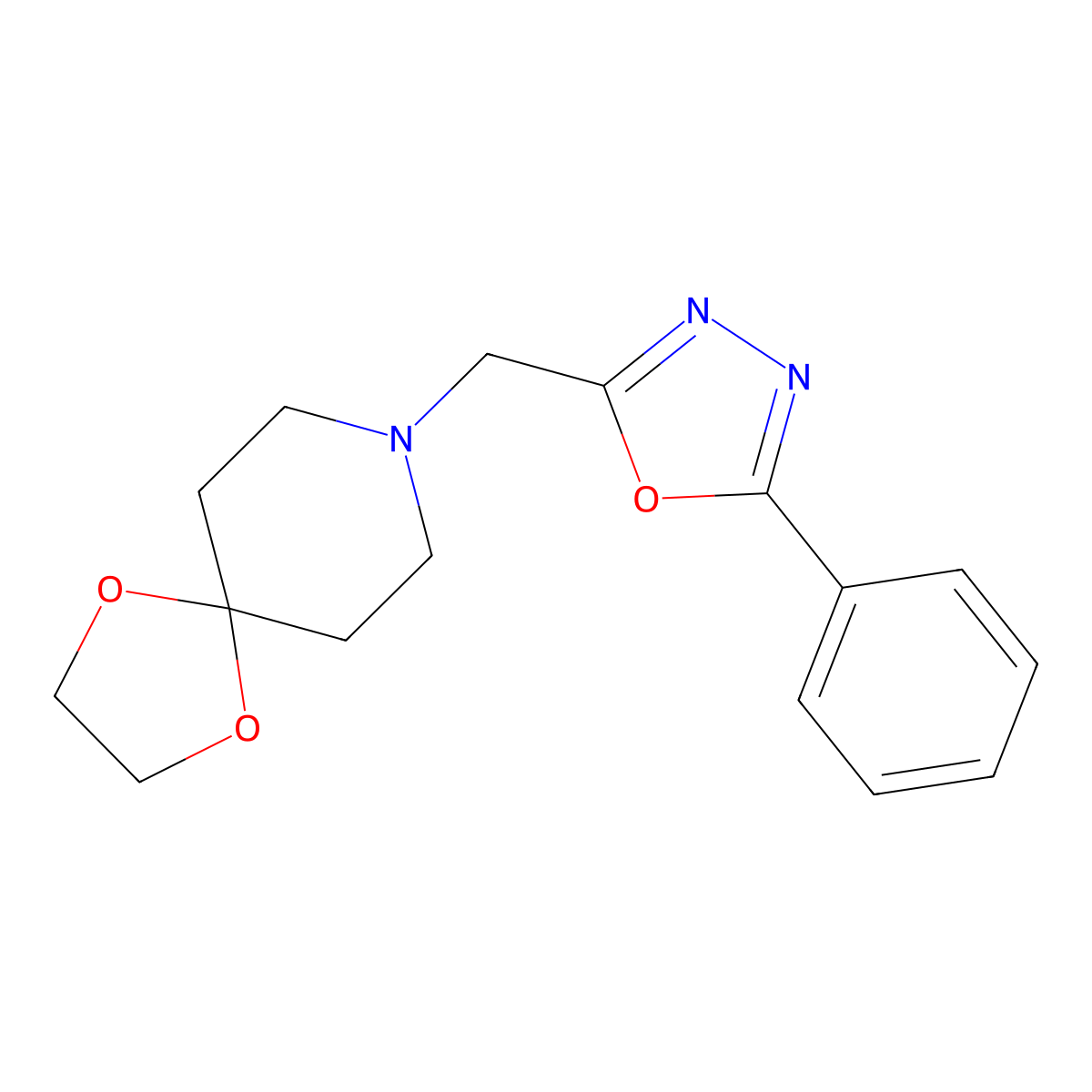 8-[(5-Phenyl-1,3,4-oxadiazol-2-yl)methyl]-1,4-dioxa-8-azaspiro[4.5]decane molecular structure, CAS 780821-84-3