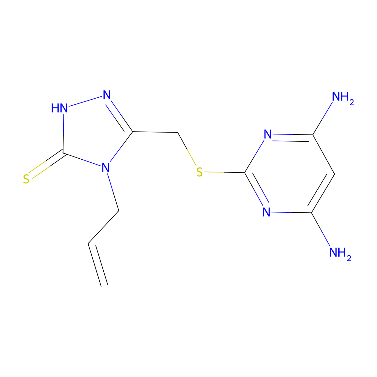 4-allyl-3-(((4,6-diaminopyrimidin-2-yl)thio)methyl)-1H-1,2,4-triazole-5(4H)-thione molecular structure, CAS 780821-87-6