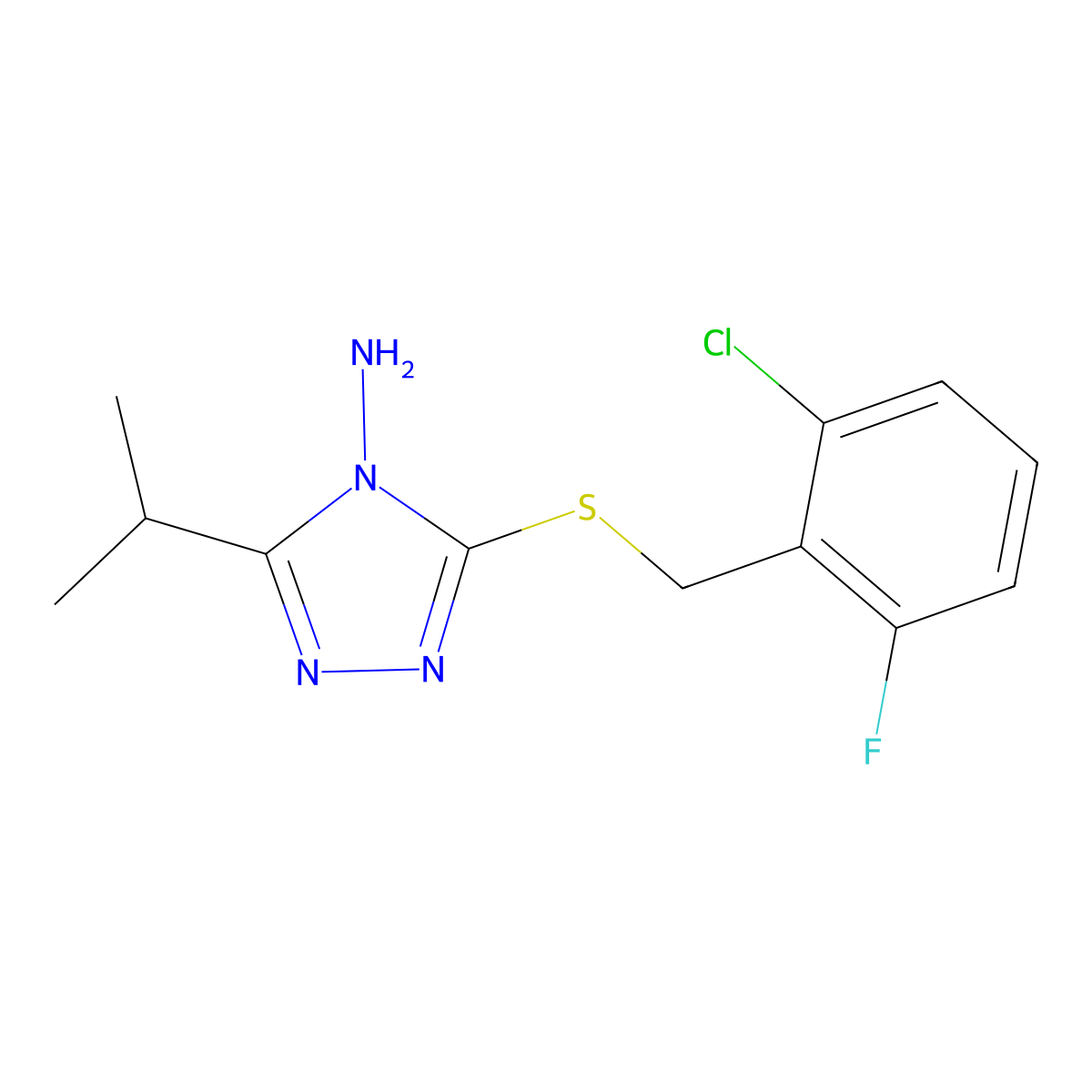 3-((2-chloro-6-fluorobenzyl)thio)-5-isopropyl-4H-1,2,4-triazol-4-amine molecular structure, CAS 780823-00-9
