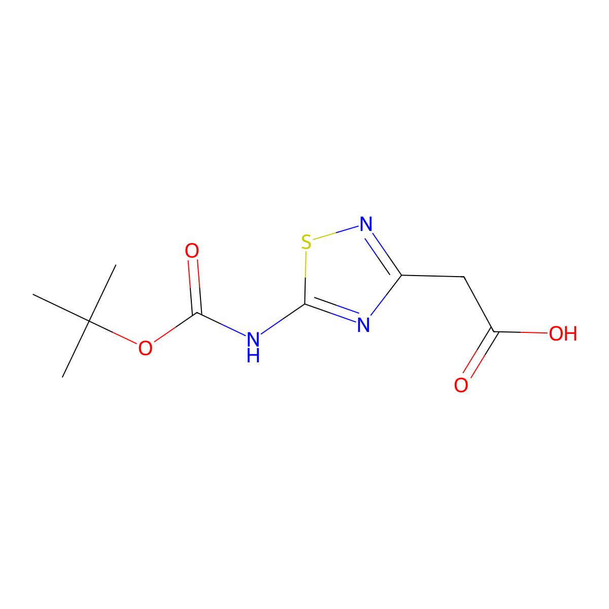 2-(5-{[(Tert-butoxy)carbonyl]amino}-1,2,4-thiadiazol-3-yl)acetic acid molecular structure, CAS 78093-06-8