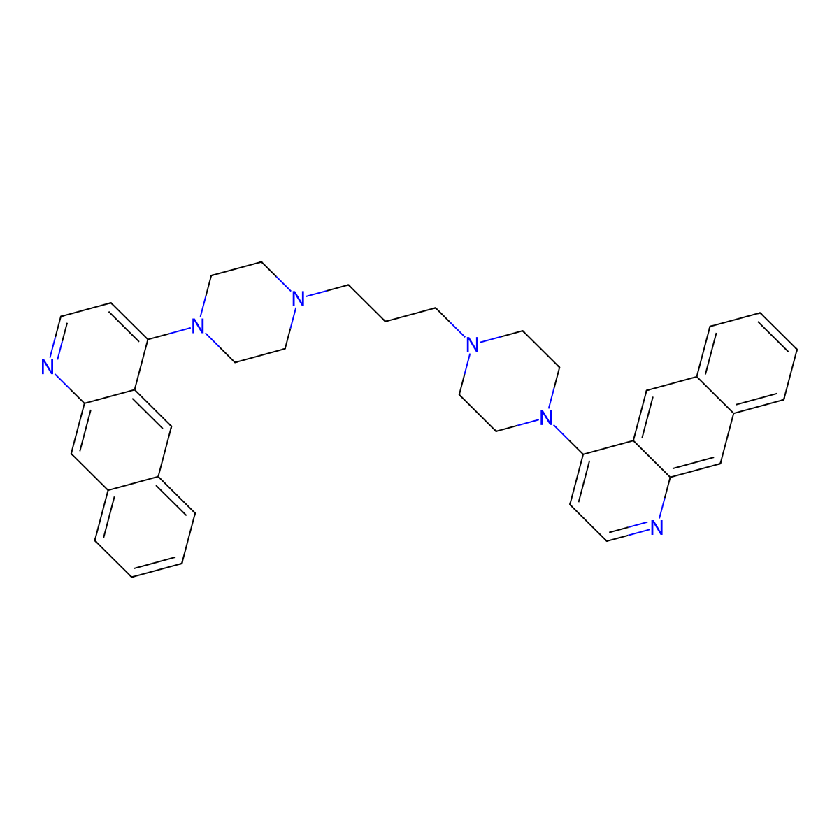 Benzo(g)quinoline, 4,4'-(1,3-propanediyldi-4,1-piperazinediyl)bis- molecular structure, CAS 78093-88-6