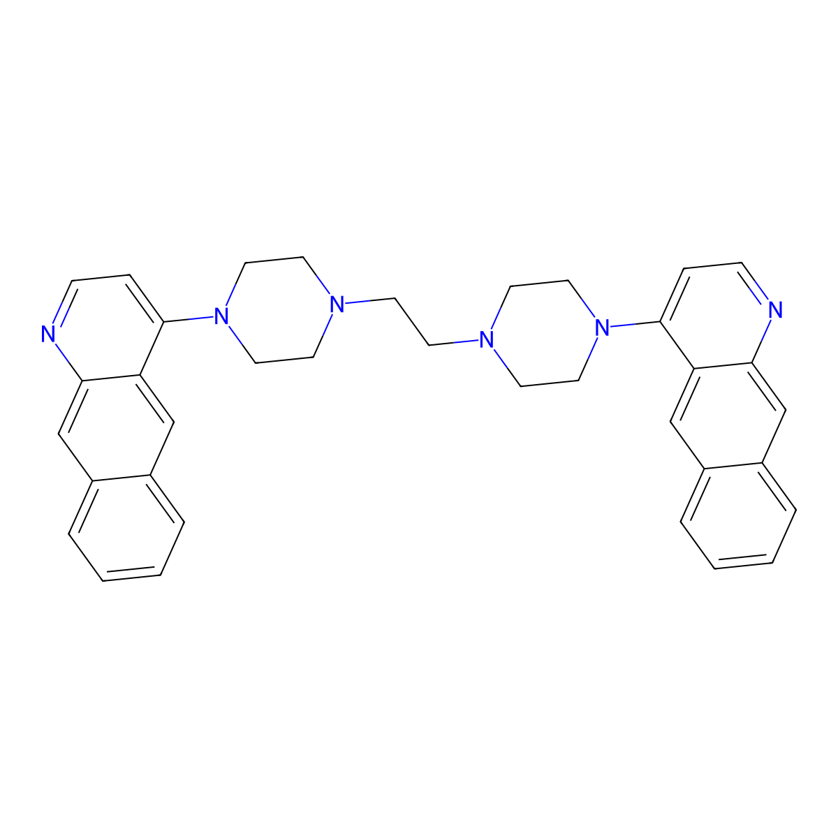 Benzo(g)quinoline, 4,4'-(1,2-ethanediyldi-4,1-piperazinediyl)bis- molecular structure, CAS 78093-89-7