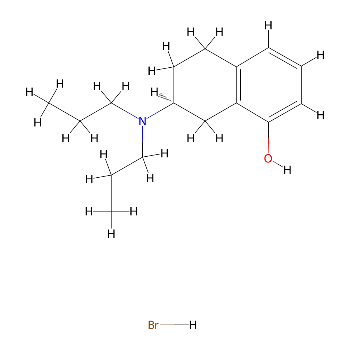 8-Hydroxy-2-dipropylaminotetralin hydrobromide, (-)- molecular structure, CAS 78095-20-2