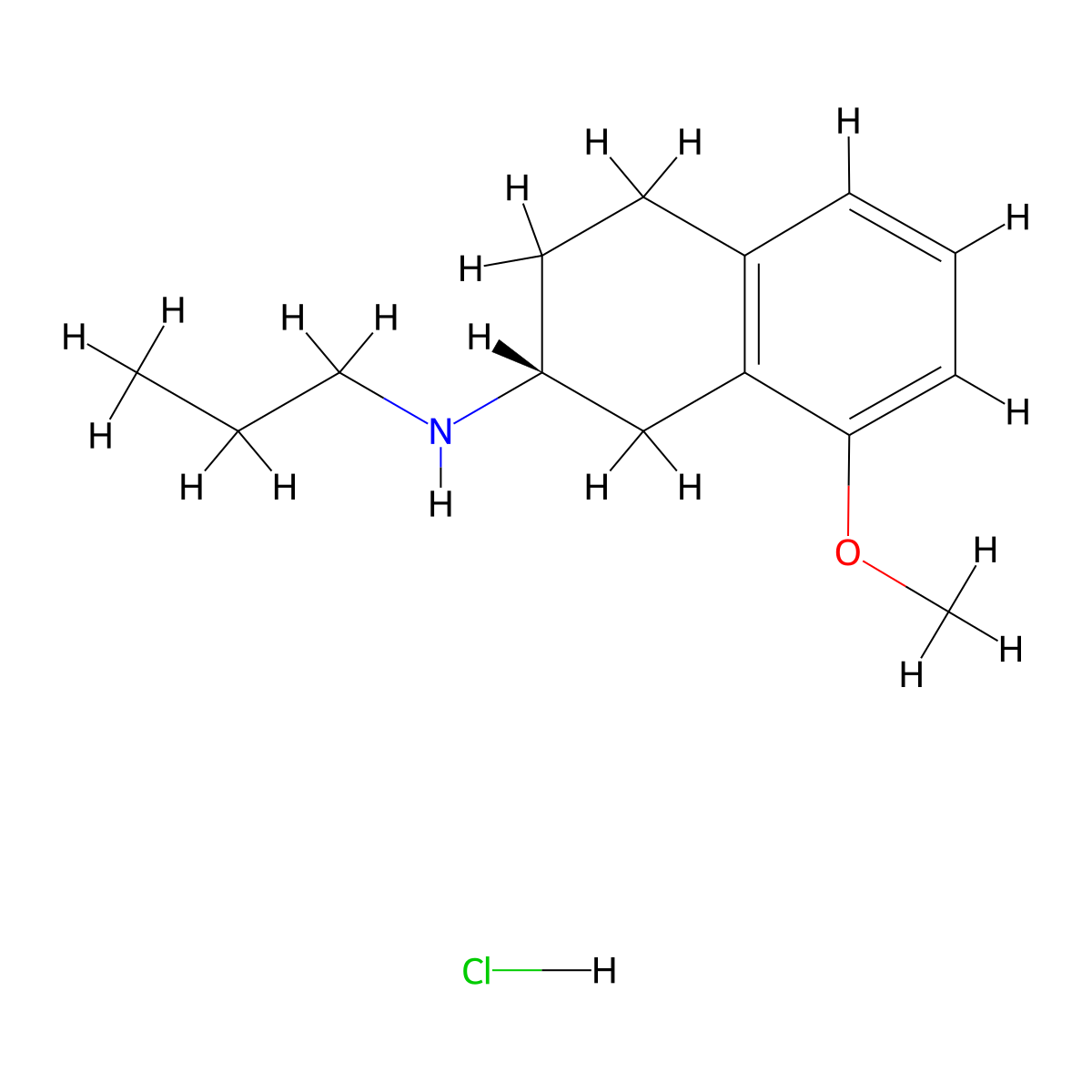 (R)-8-methoxy-N-propyl-2-aminotetraline hydrochloride molecular structure, CAS 78095-32-6