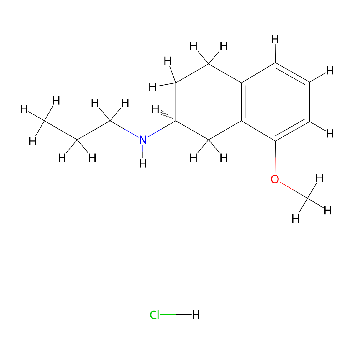 (S)-8-methoxy-N-propyl-2-aminotetraline hydrochloride molecular structure, CAS 78095-35-9