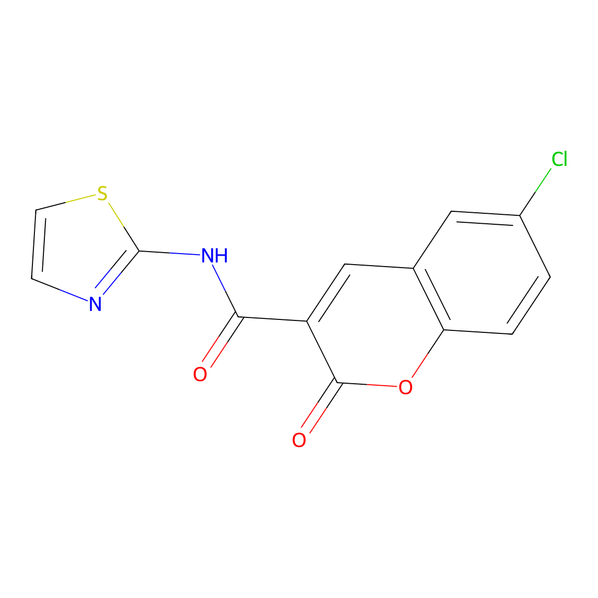 6-chloro-2-oxo-N-(1,3-thiazol-2-yl)-2H-chromene-3-carboxamide molecular structure, CAS 78095-81-5