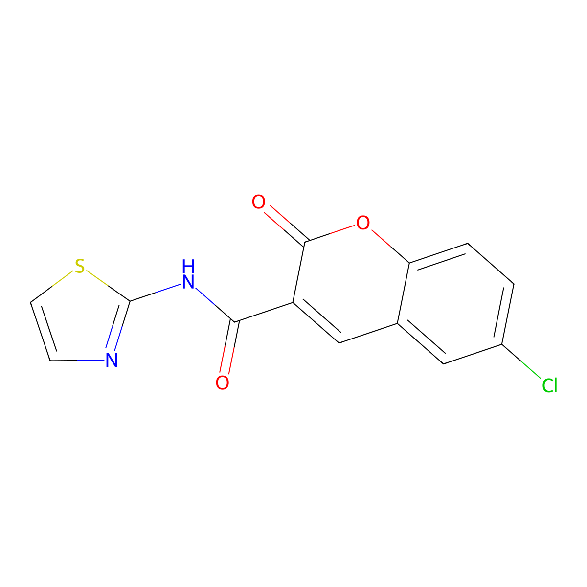 6-chloro-2-oxo-N-(1,3-thiazol-2-yl)-2H-chromene-3-carboxamide molecular structure, CAS 78095-81-5