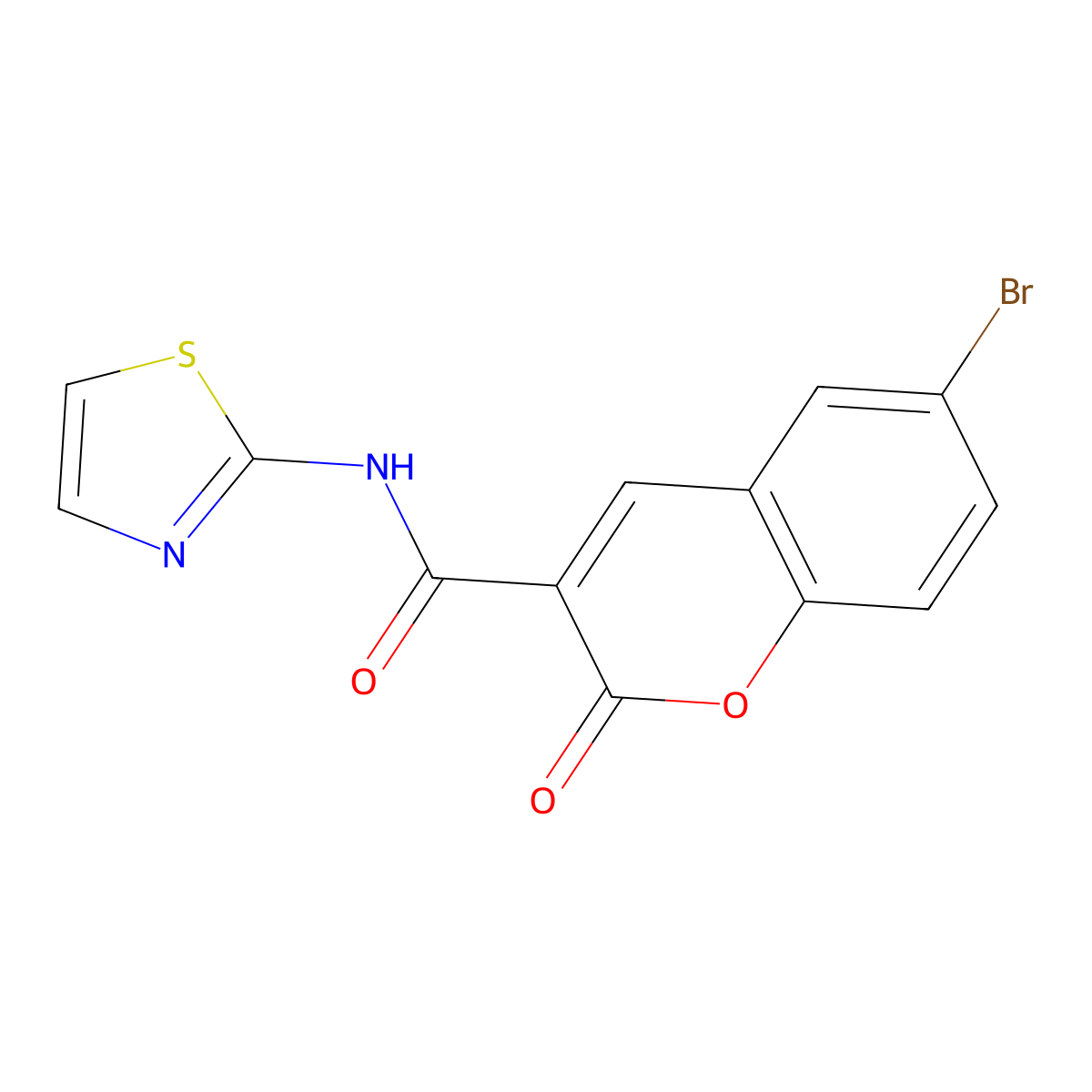 6-bromo-2-oxo-N-(1,3-thiazol-2-yl)-2H-chromene-3-carboxamide molecular structure, CAS 78095-83-7