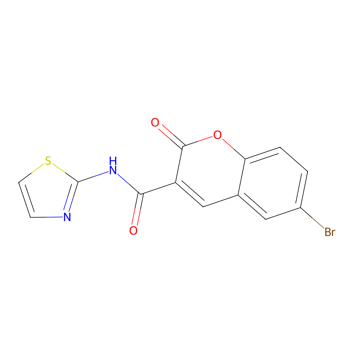 6-bromo-2-oxo-N-(1,3-thiazol-2-yl)-2H-chromene-3-carboxamide molecular structure, CAS 78095-83-7