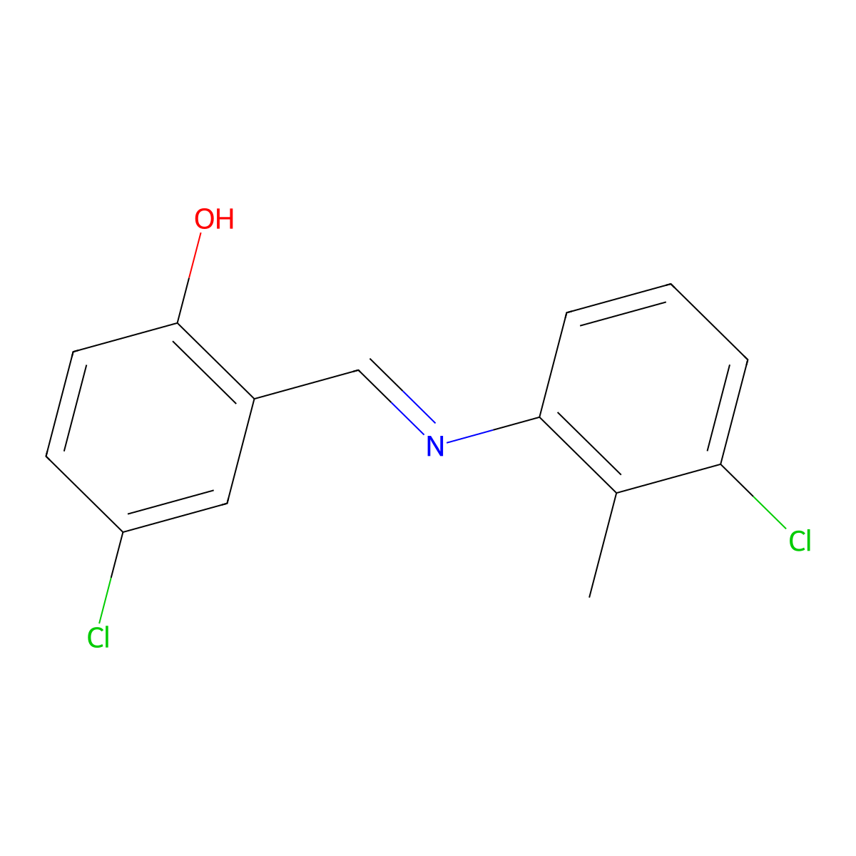 4-chloro-2-{(E)-[(3-chloro-2-methylphenyl)imino]methyl}phenol molecular structure, CAS 78095-93-9
