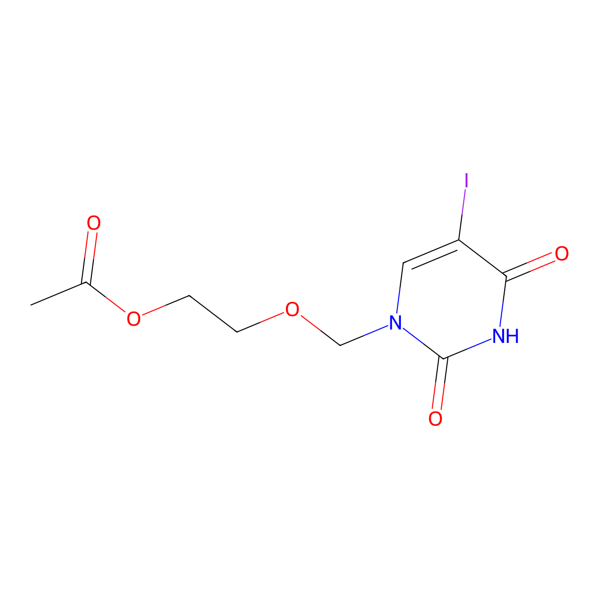2-[(5-Iodo-2,4-dioxo-3,4-dihydropyrimidin-1(2H)-yl)methoxy]ethyl acetate molecular structure, CAS 78097-08-2