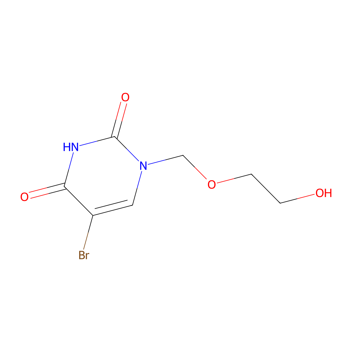 1-(2-Hydroxyethoxy)methyl-5-bromouracil molecular structure, CAS 78097-11-7