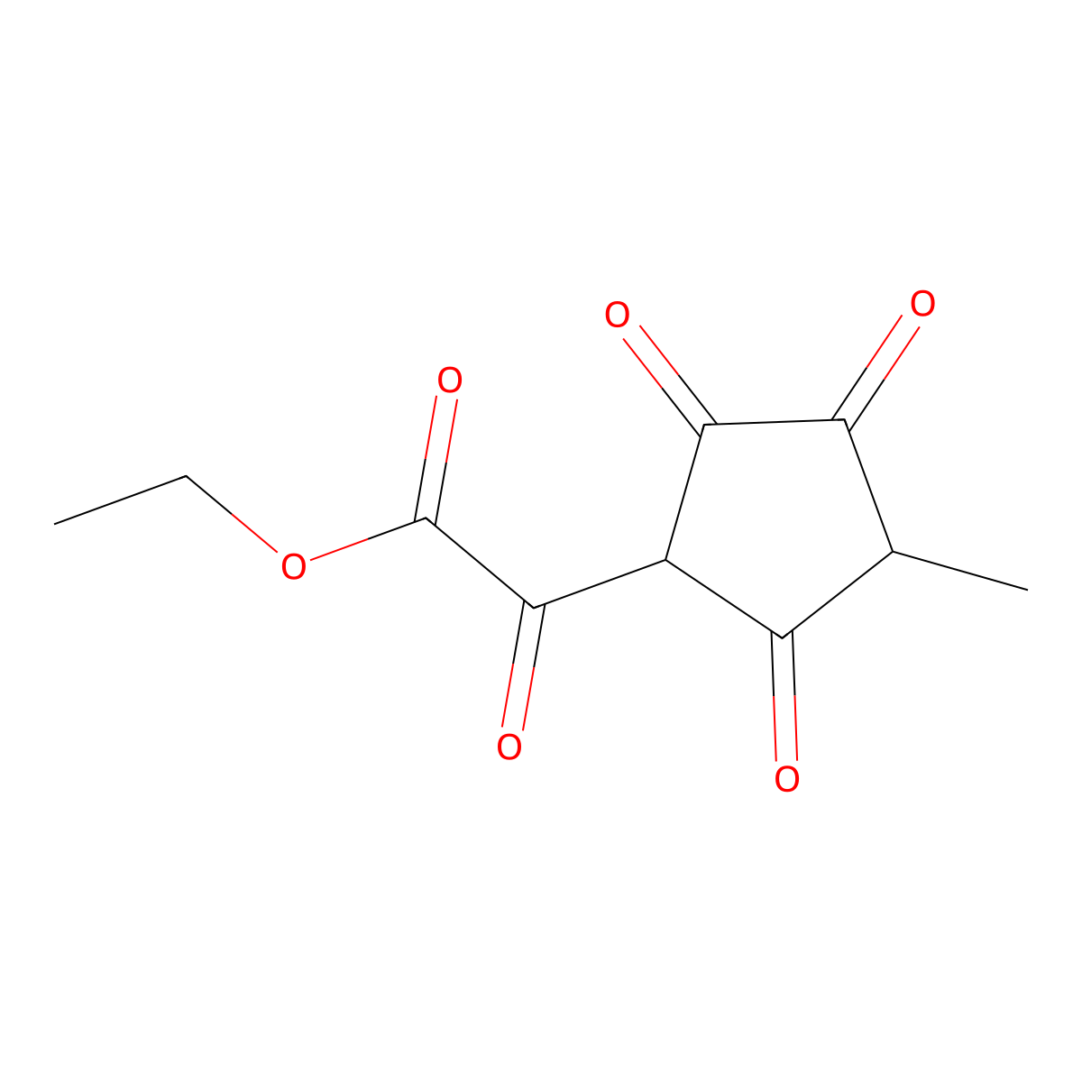Ethyl (3-methyl-2,4,5-trioxocyclopentyl)(oxo)acetate molecular structure, CAS 781-38-4