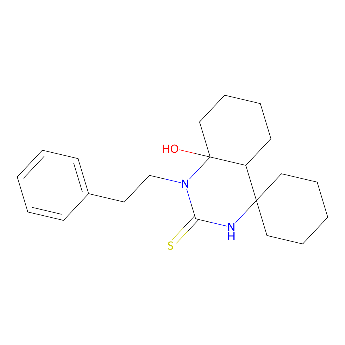 8a'-hydroxy-1'-phenethylhexahydro-1'H-spiro[cyclohexane-1,4'-quinazoline]-2'(3'H)-thione molecular structure, CAS 78102-48-4