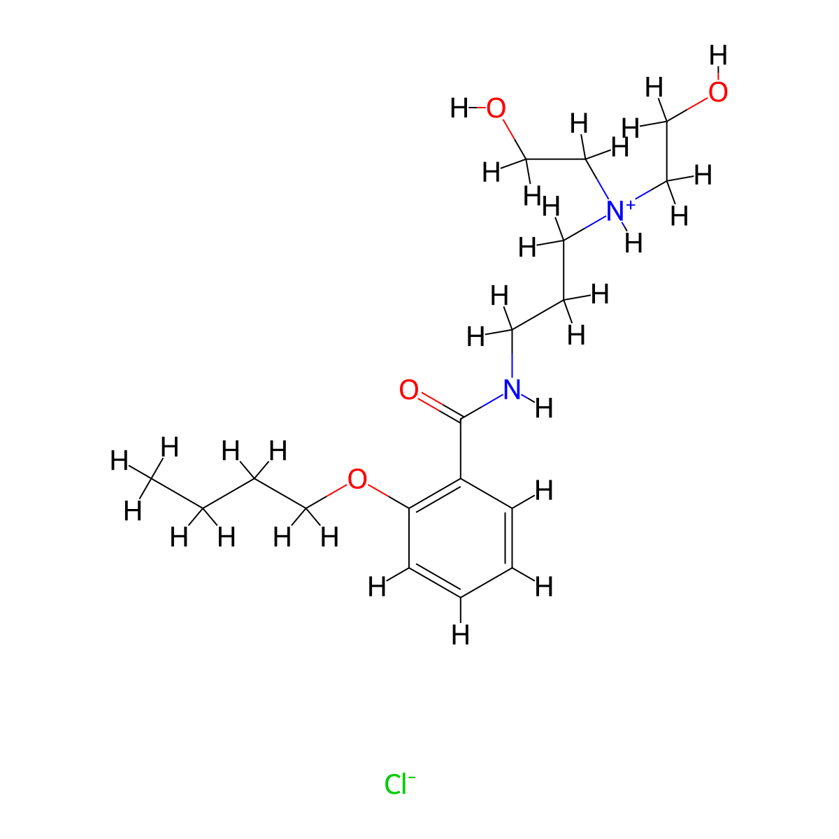 Benzamide, o-butoxy-N-(3-(bis(2-hydroxyethyl)amino)propyl)-, hydrochloride molecular structure, CAS 78109-79-2
