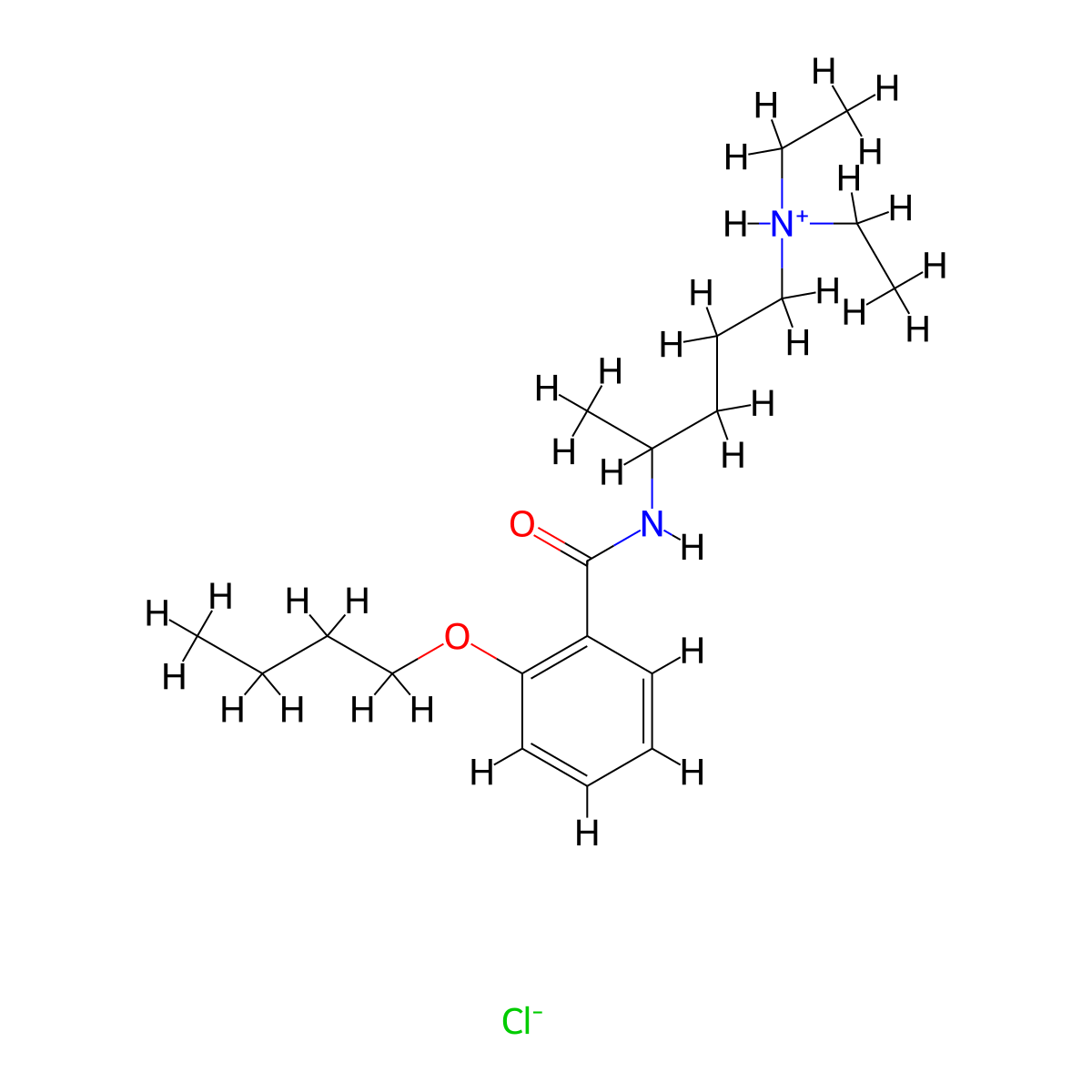 Benzamide, o-butoxy-N-(5-(diethylamino)-2-pentyl)-, hydrochloride molecular structure, CAS 78109-80-5