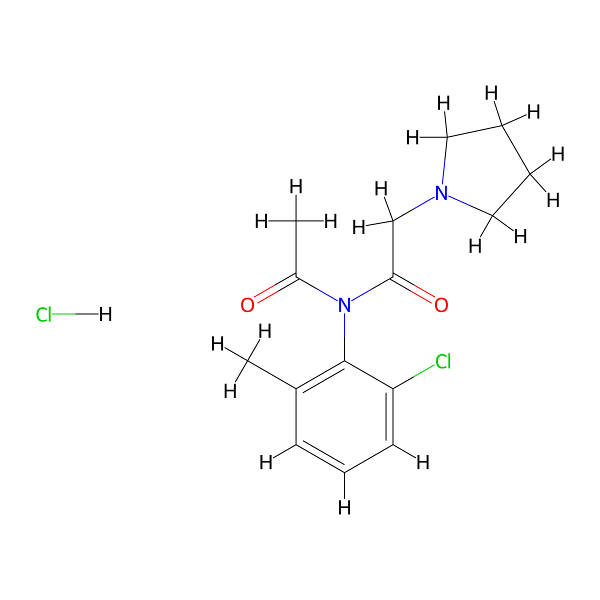o-Diacetotoluidide, 6'-chloro-2-(pyrrolidinyl)-, hydrochloride molecular structure, CAS 78110-10-8