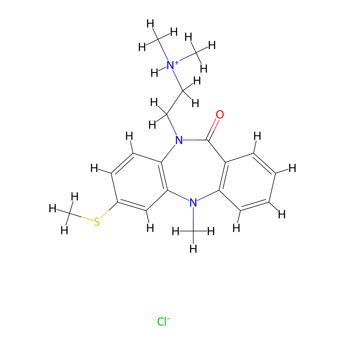 5H-Dibenzo(b,e)(1,4)diazepin-11-one, 10,11-dihydro-10-(2-(dimethylamino)ethyl)-5-methyl-7-methylthio-, hydrochloride molecular structure, CAS 78110-19-7