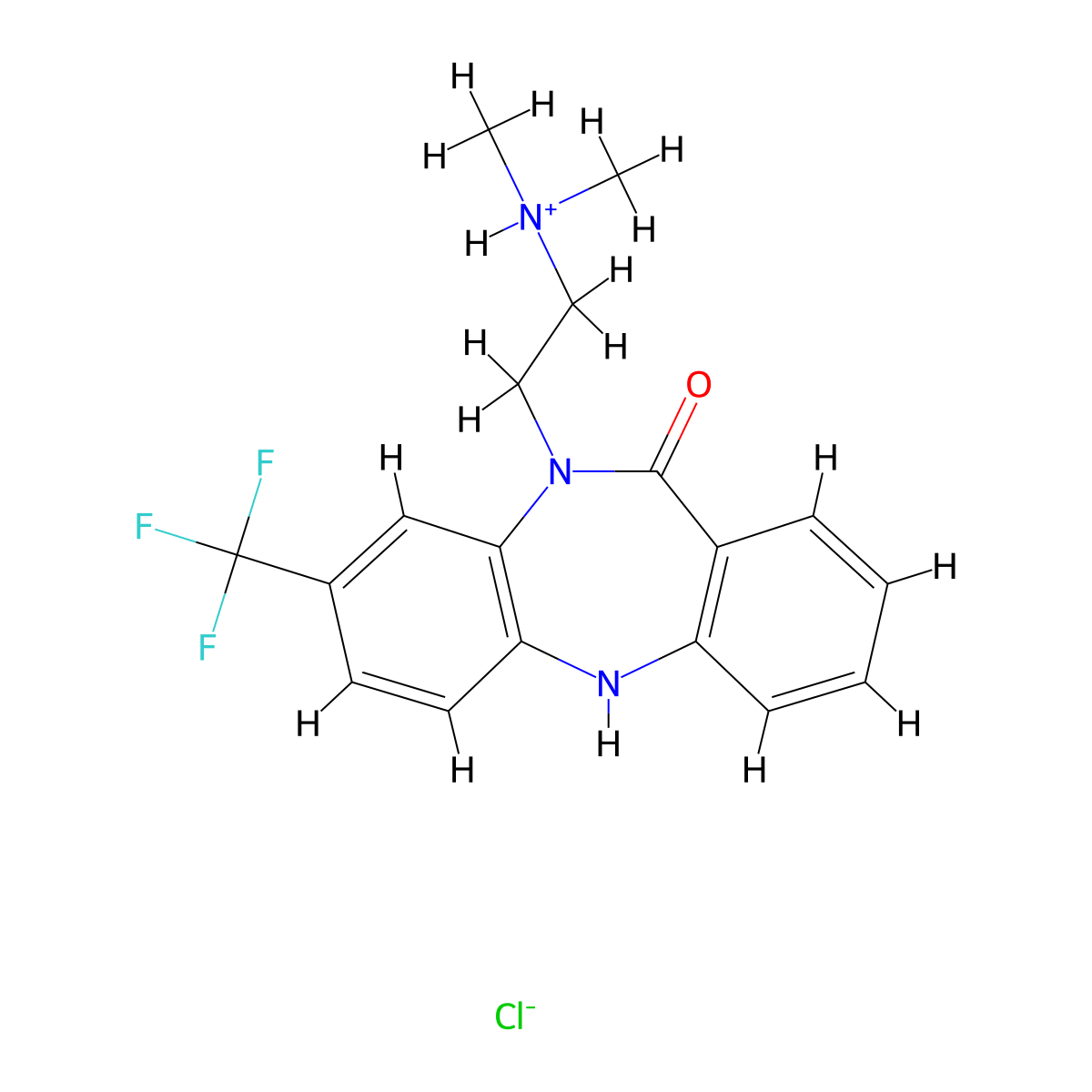 5H-Dibenzo(b,e)(1,4)diazepin-11-one, 10,11-dihydro-10-(2-(dimethylamino)ethyl)-8-trifluoromethyl-, hydrochloride molecular structure, CAS 78110-20-0