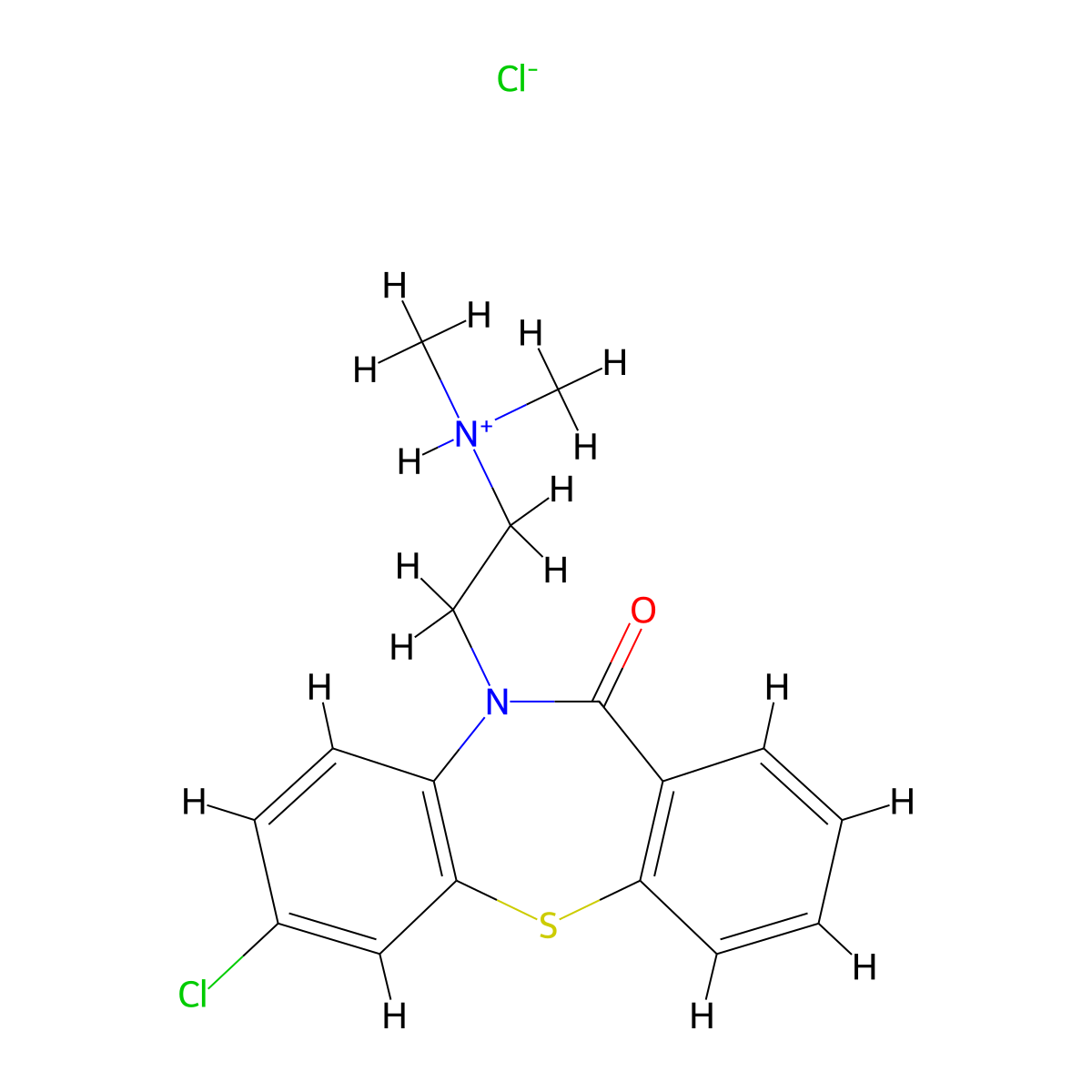 Dibenzo(b,f)(1,4)thiazepin-11-one, 10,11-dihydro-7-chloro-10-(2-(dimethylamino)ethyl)-, hydrochloride molecular structure, CAS 78110-21-1