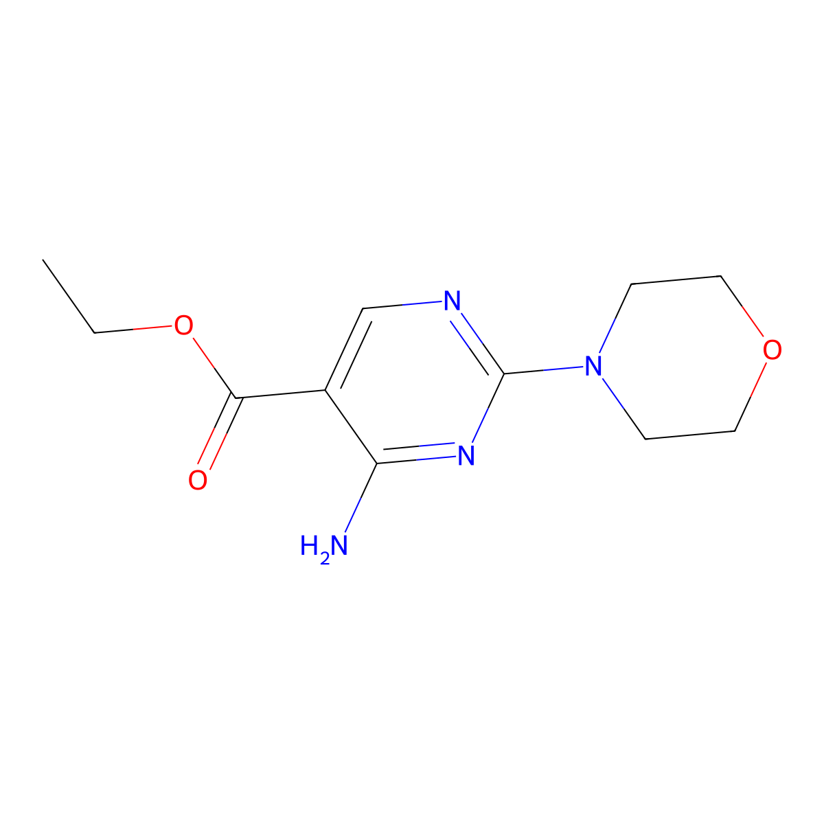 Ethyl 4-amino-2-(4-morpholinyl)-5-pyrimidinecarboxylate molecular structure, CAS 78118-88-4