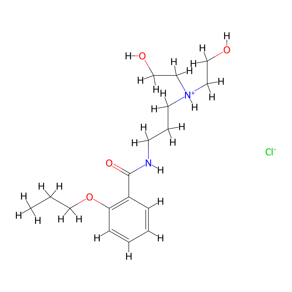 Benzamide, N-(3-(bis(2-hydroxyethyl)amino)propyl)-o-propoxy-, hydrochloride molecular structure, CAS 78128-69-5