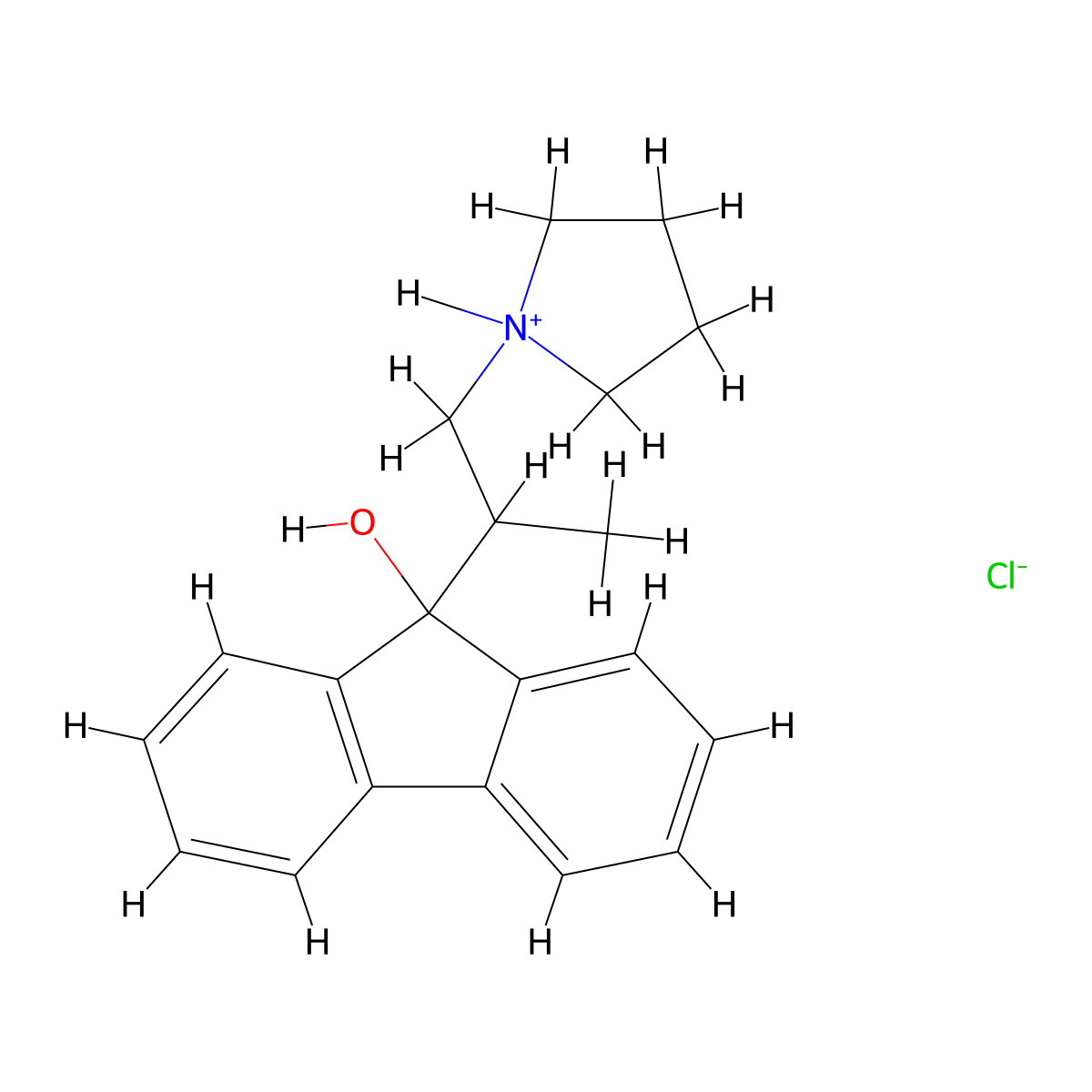 9-Fluorenol, 9-(1-(pyrrolidinyl)-2-propyl)-, hydrochloride molecular structure, CAS 78128-77-5