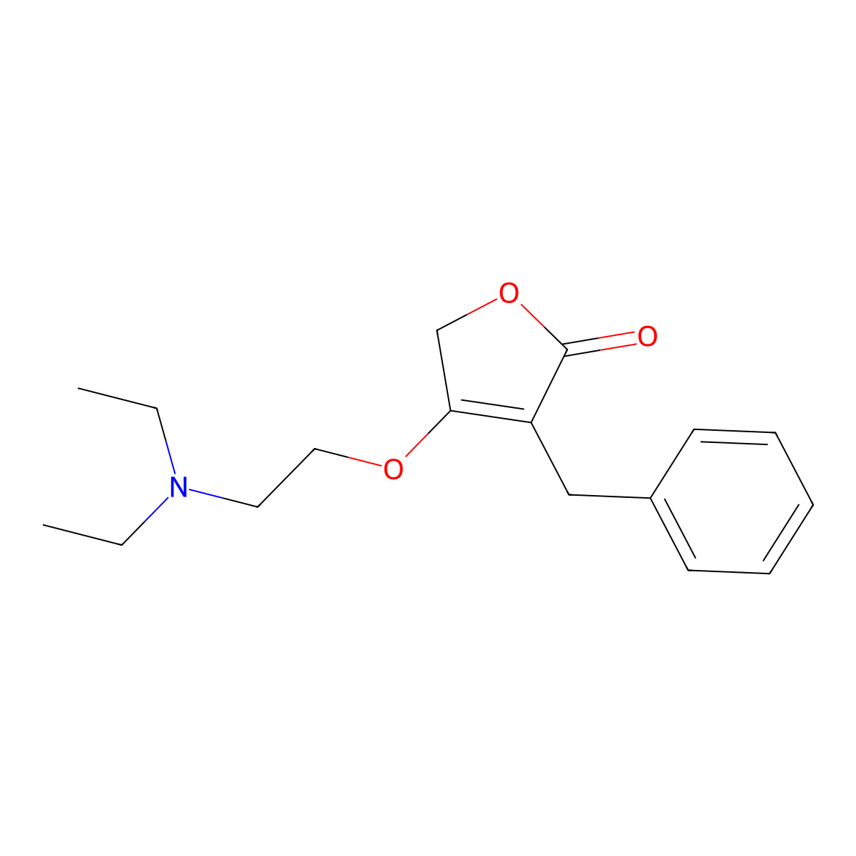 2(5H)Furanone, 3-benzyl-4-(2-(diethylamino)ethoxy)- molecular structure, CAS 78128-78-6