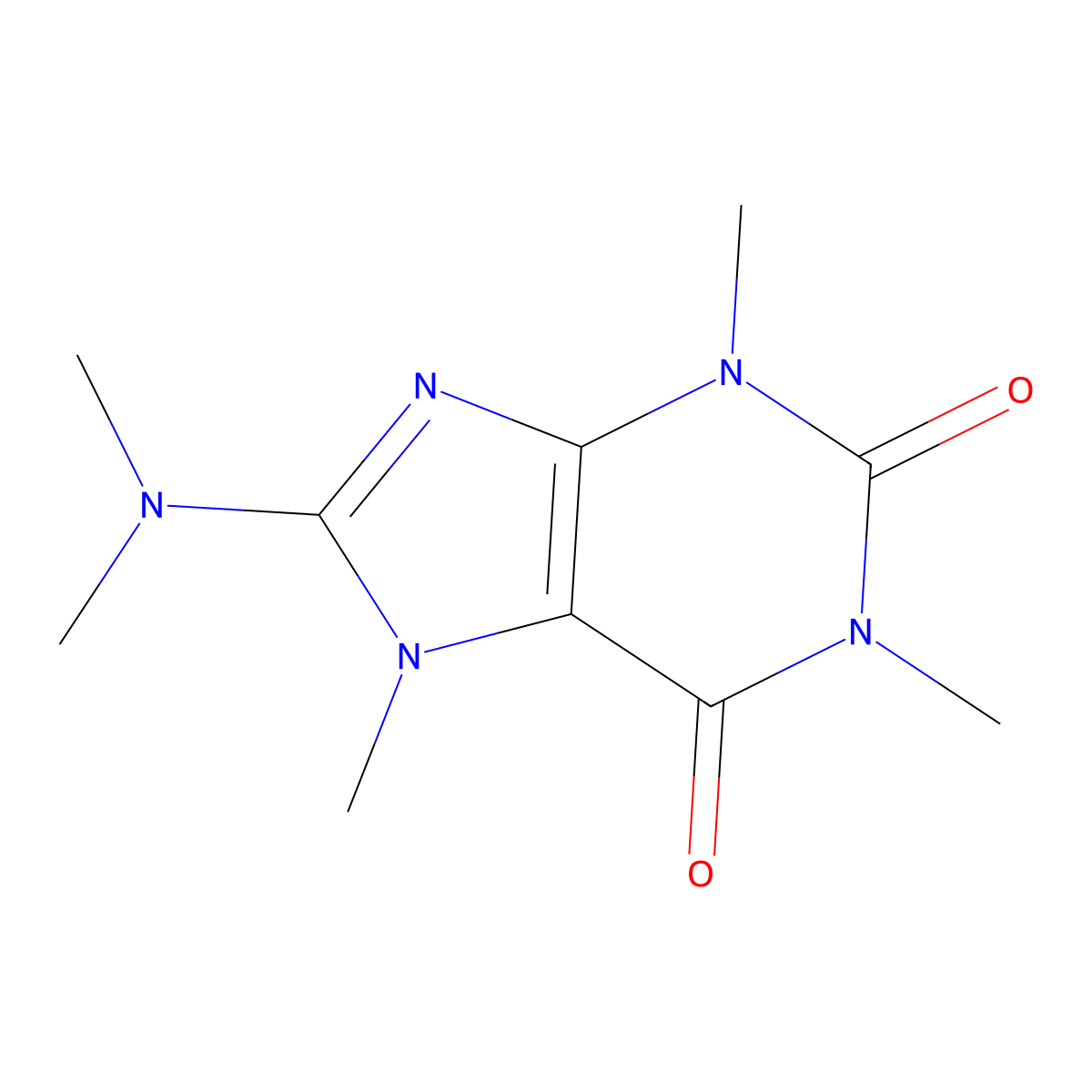 8-(Dimethylamino)-1,3,7-trimethyl-3,7-dihydro-1H-purine-2,6-dione molecular structure, CAS 78146-62-0