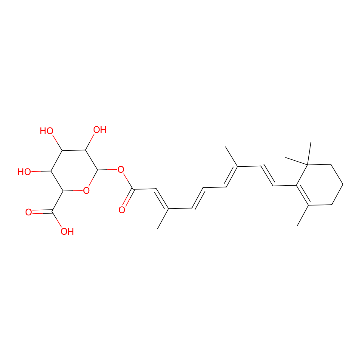 6-[3,7-Dimethyl-9-(2,6,6-trimethylcyclohexen-1-yl)nona-2,4,6,8-tetraenoyl]oxy-3,4,5-trihydroxyoxane-2-carboxylic acid molecular structure, CAS 78147-42-9