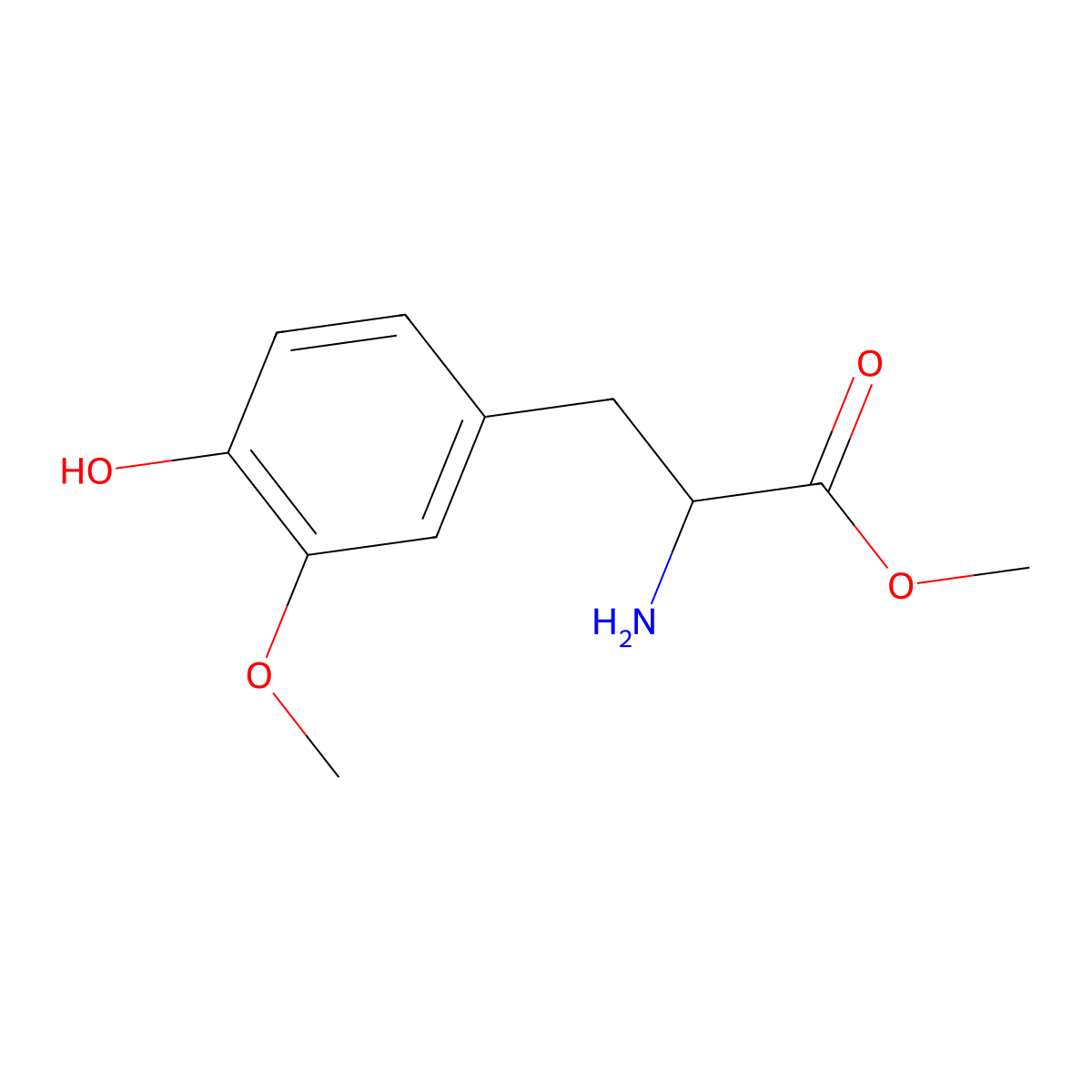 Methyl 3-methoxy-L-tyrosinate molecular structure, CAS 78148-37-5