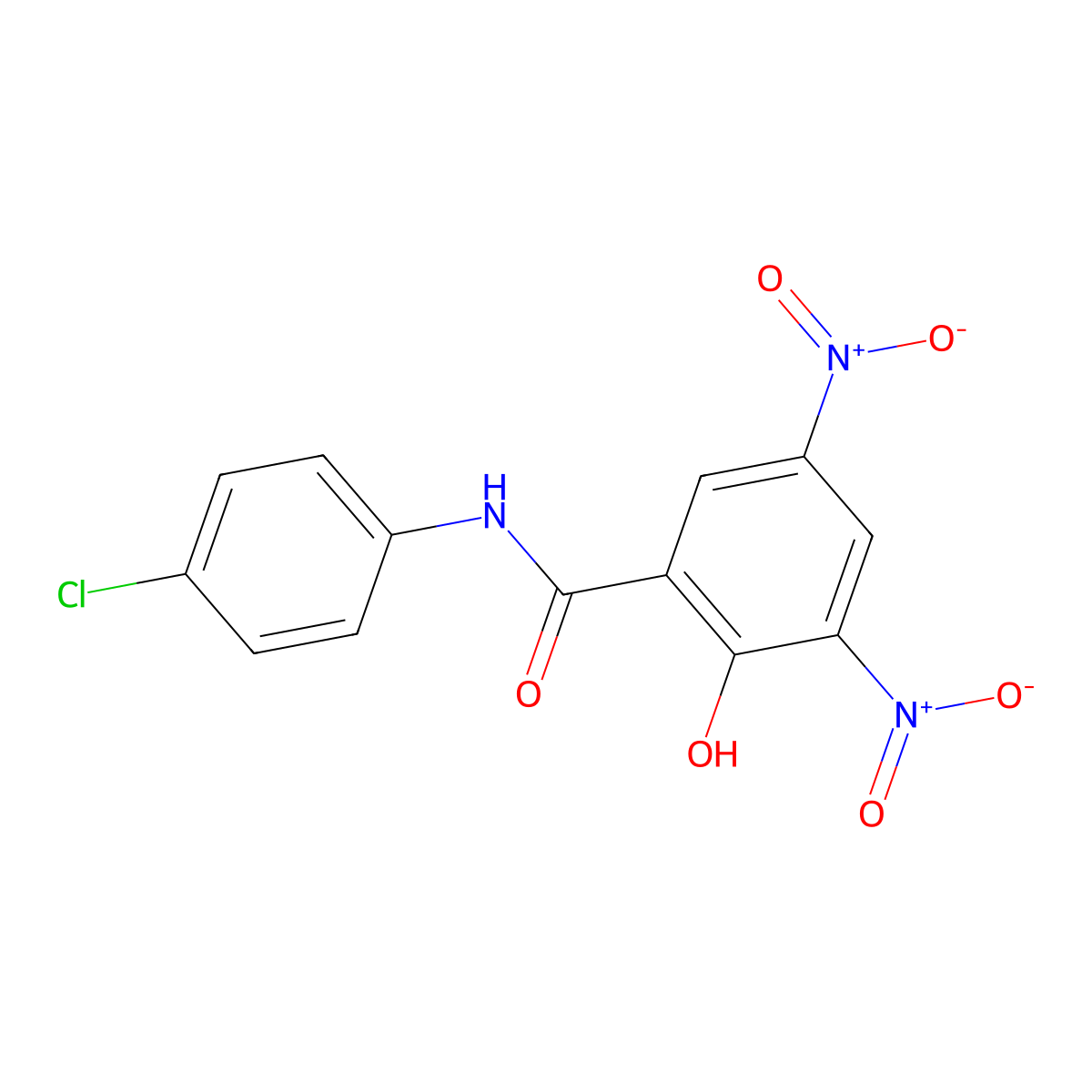 N-(4-chlorophenyl)-2-hydroxy-3,5-dinitrobenzamide molecular structure, CAS 78154-60-6