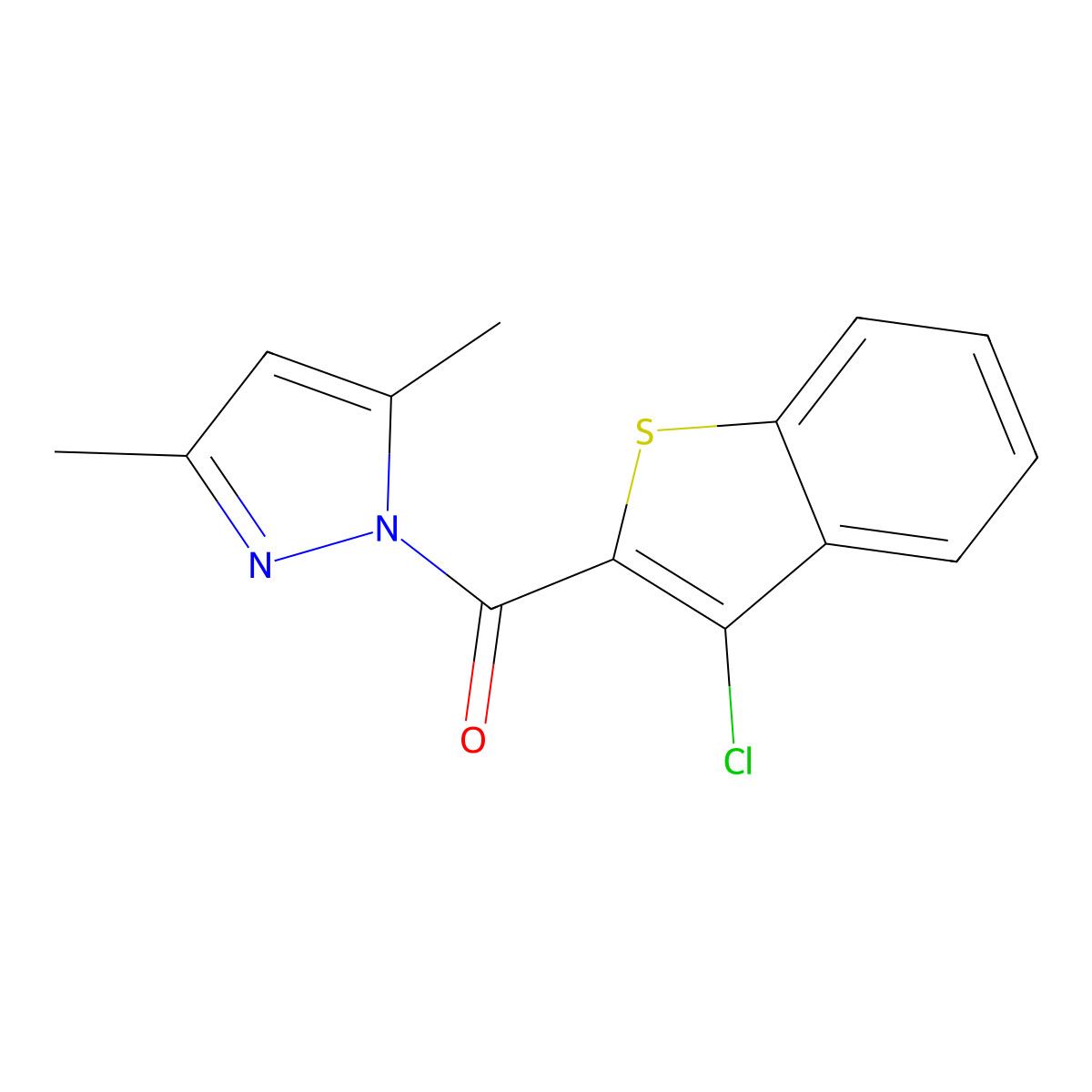 1-[(3-Chloro-1-benzothien-2-yl)carbonyl]-3,5-dimethyl-1H-pyrazole molecular structure, CAS 78154-95-7