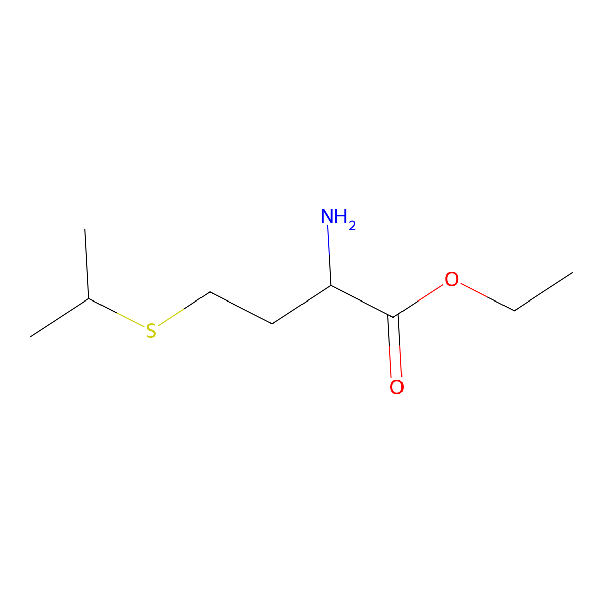 Ethyl 2-amino-4-(propan-2-ylsulfanyl)butanoate molecular structure, CAS 781561-28-2