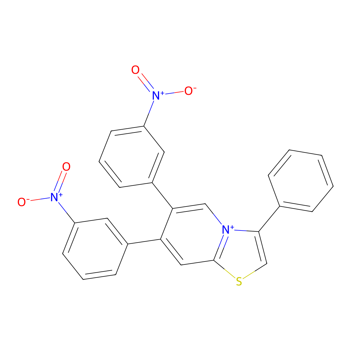 6,7-Bis(3-nitrophenyl)-3-phenyl[1,3]thiazolo[3,2-a]pyridin-4-ium molecular structure, CAS 781575-40-4