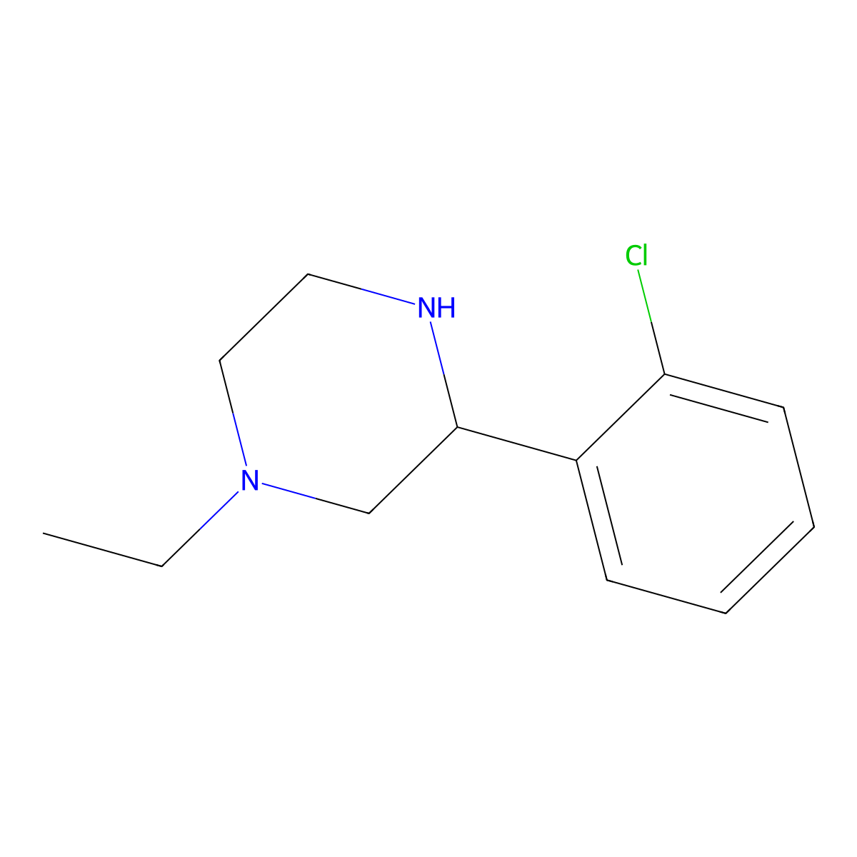 3-(2-Chlorophenyl)-1-ethylpiperazine molecular structure, CAS 781576-73-6