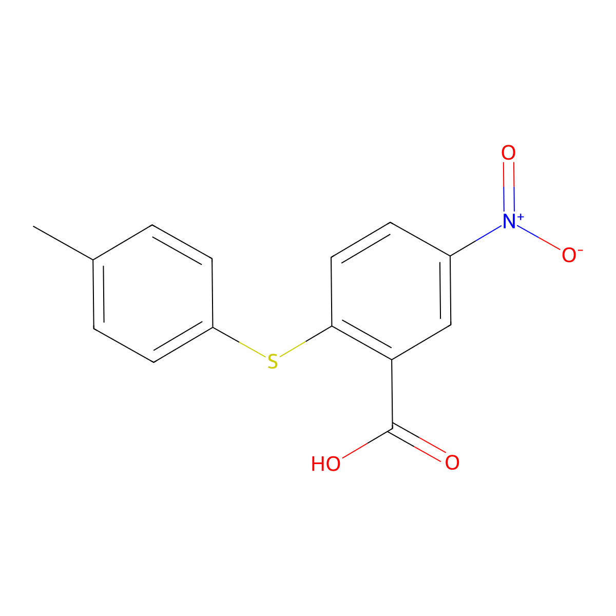 5-Nitro-2-p-tolylsulfanyl-benzoic acid molecular structure, CAS 78160-05-1