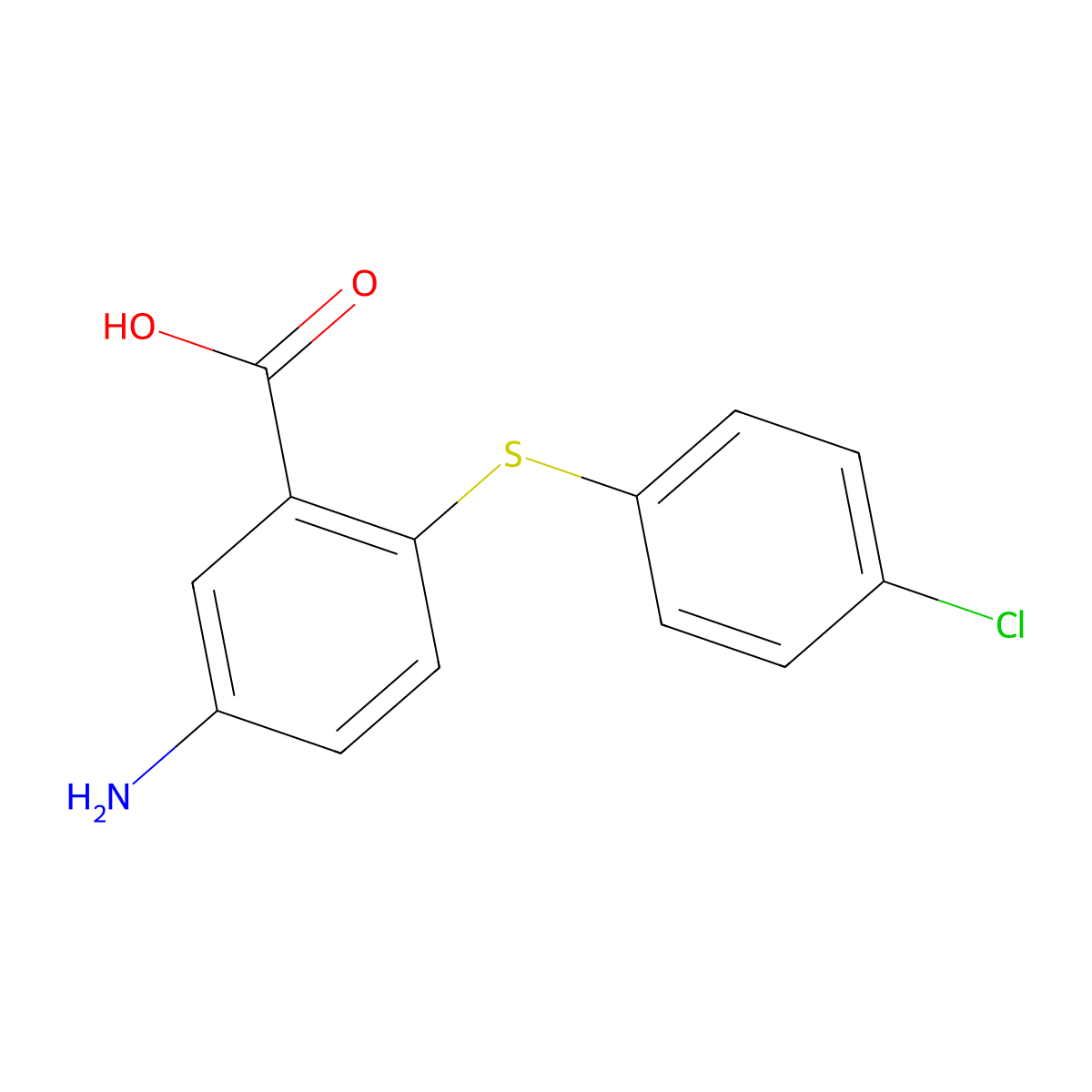 5-Amino-2-[(4-chlorophenyl)thio]benzoic acid molecular structure, CAS 78160-08-4