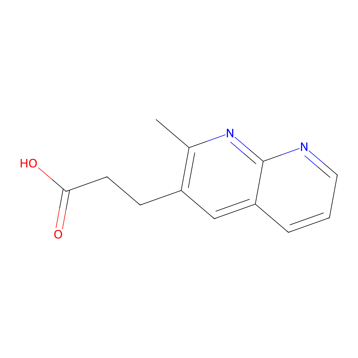 3-(2-Methyl-1,8-naphthyridin-3-yl)propanoic acid molecular structure, CAS 781610-24-0