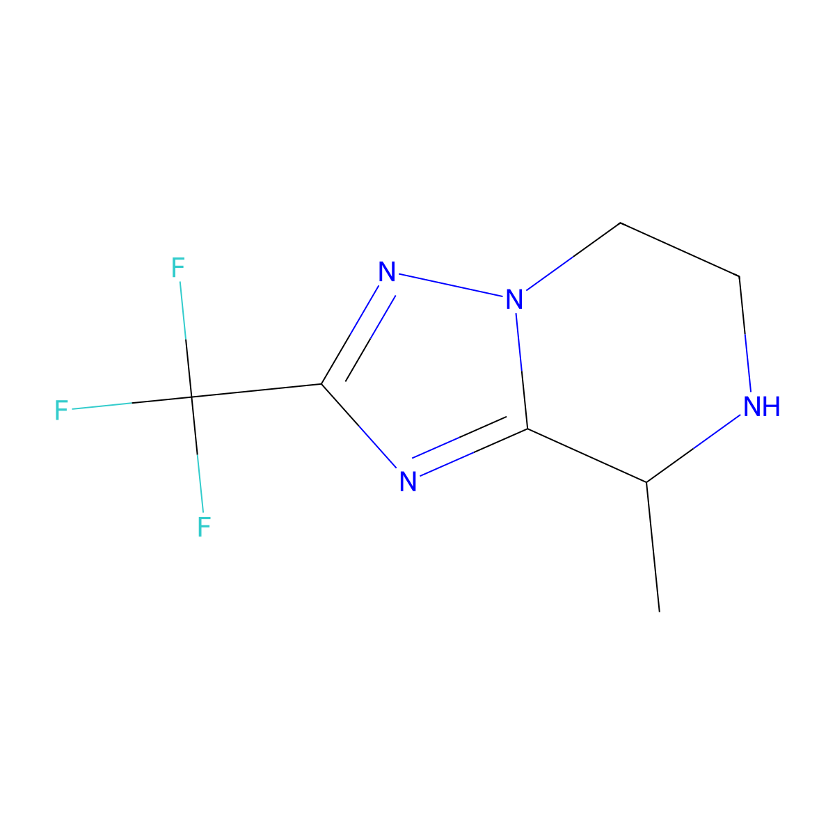 8-Methyl-2-(trifluoromethyl)-5,6,7,8-tetrahydro-[1,2,4]triazolo[1,5-a]pyrazine molecular structure, CAS 781614-02-6